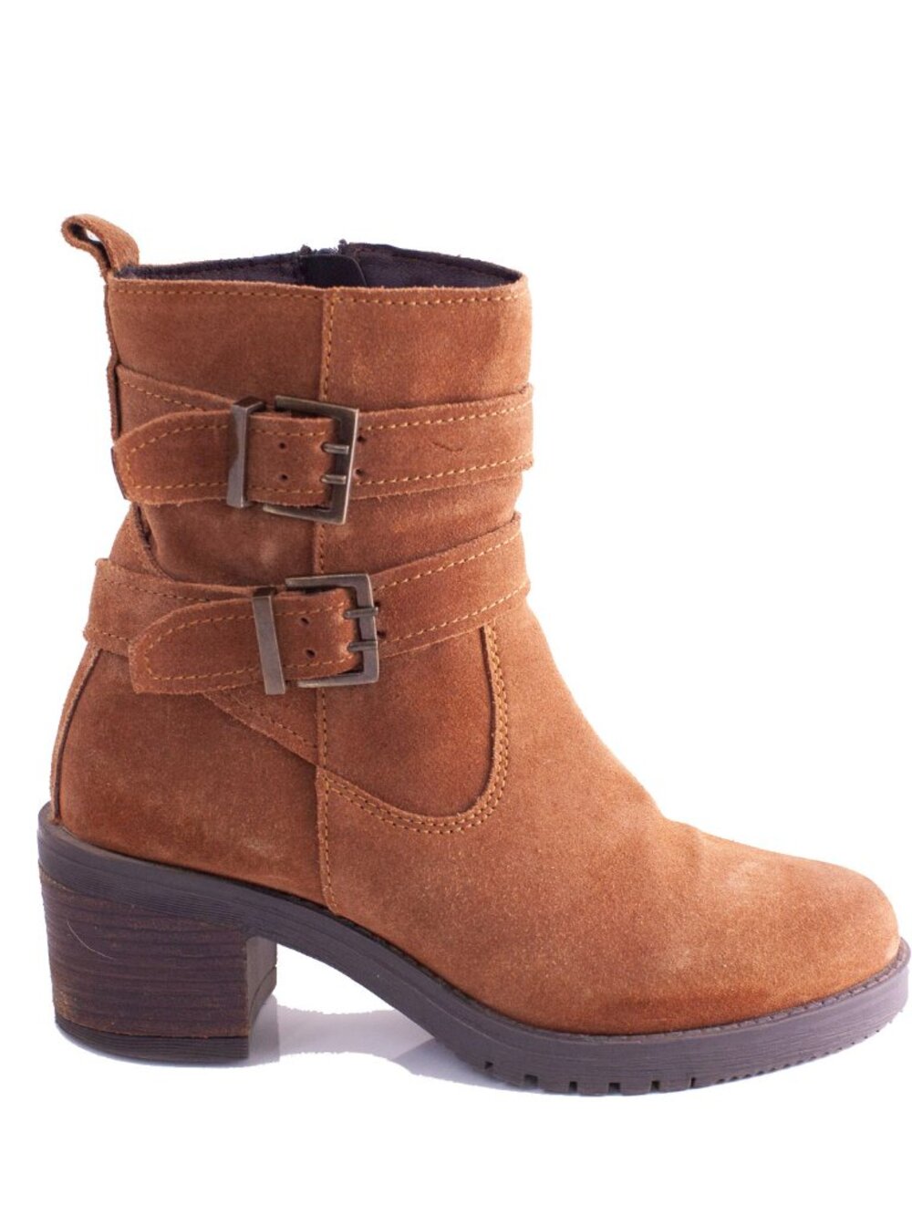 Vintage Foundry Co Suede Ankle Boots Brown Buckle Moto Size 7.5
